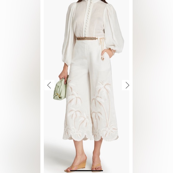 ZIMMERMAN Lyre embroidered cropped trousers- Size 1 - Picture 1 of 10